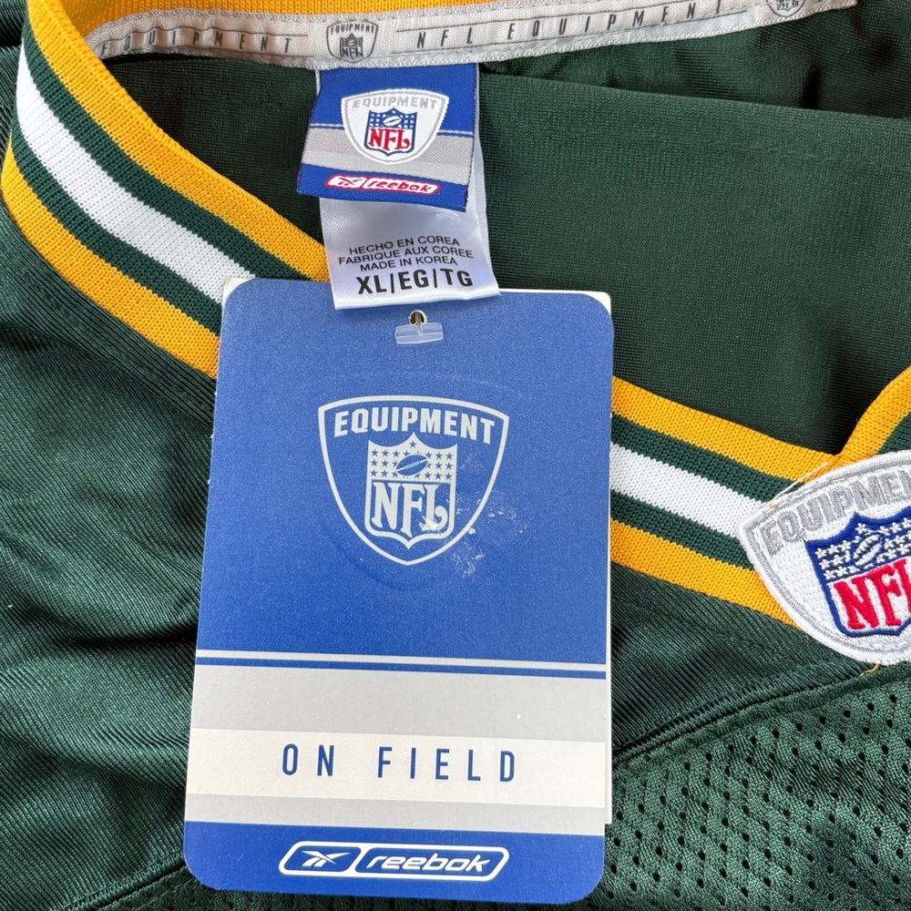 Reebok Men’s Size XL NFL Equipment Green Bay Packers Favre 4 Football Jersey NWT - Picture 3 of 12